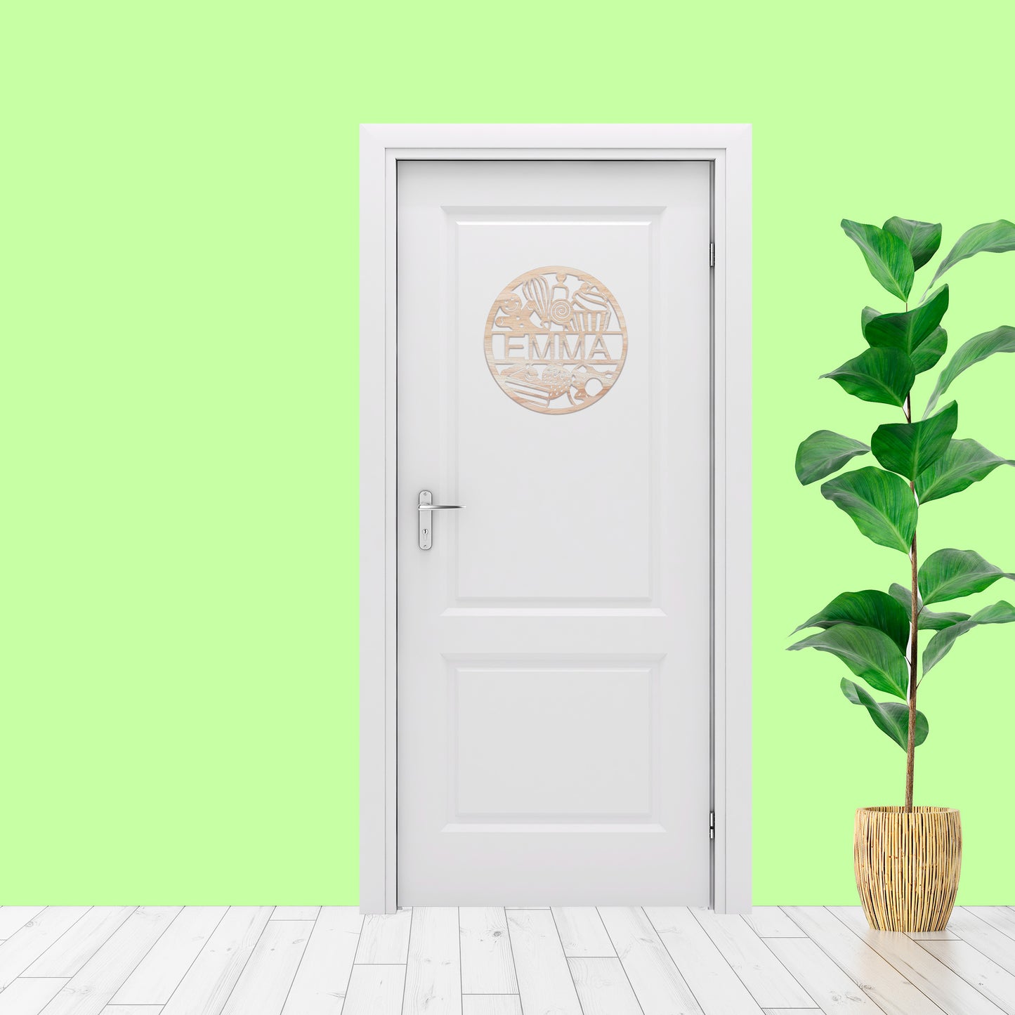 Decoración de Pared de Madera Eco Sostenible - Modelo Bakery Personalizado para Habitaciones Infantiles - 28x28cm