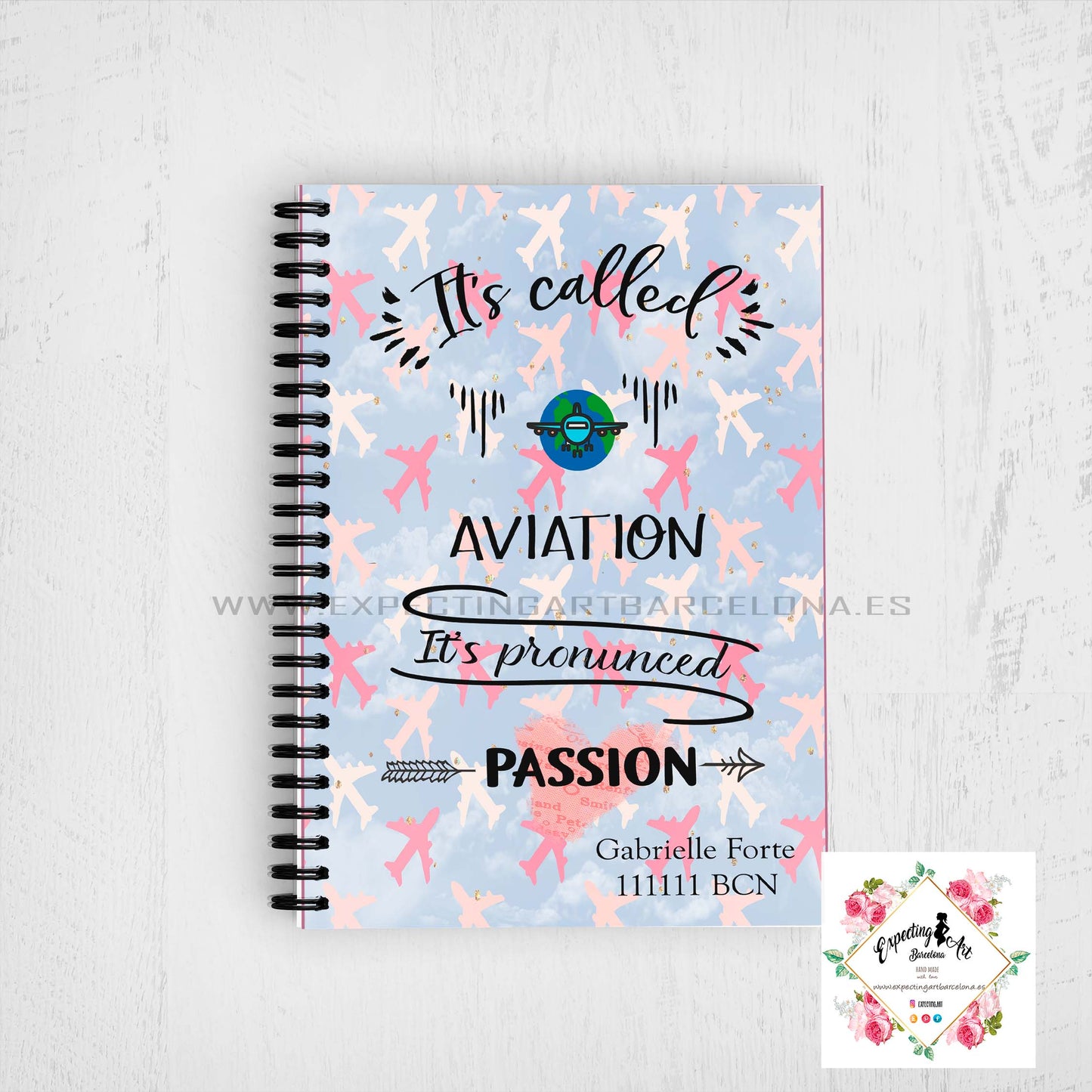 Agenda de vuelo para cabin crew personalizable. Modelo "Its called aviation..".