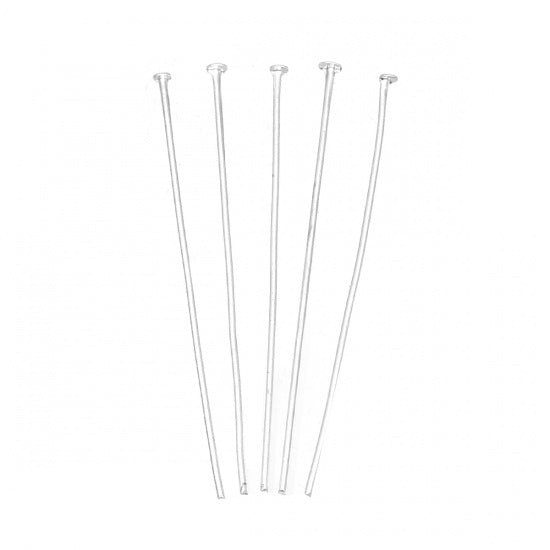 Alfileres de Cabeza plana Aleación de Argentado, 5cm de longitud 0.7mm diámetro 10 ud