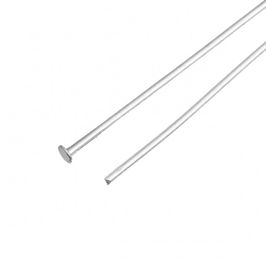 Alfileres de Cabeza plana Aleación de Argentado, 5cm de longitud 0.7mm diámetro 10 ud