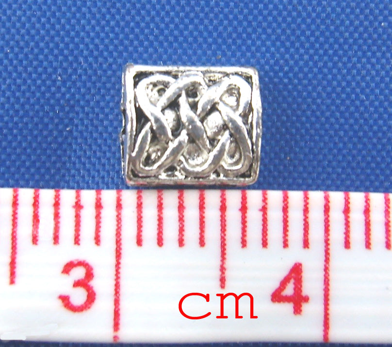 Abalorios rectangulares Separadores Plateados - Paquete de 5 Unidades - 8mm x 7mm - Agujero 1.0mm
