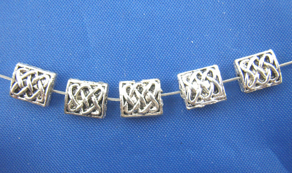 Abalorios rectangulares Separadores Plateados - Paquete de 5 Unidades - 8mm x 7mm - Agujero 1.0mm