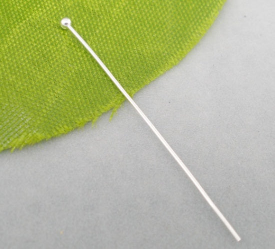 Alfileres de cabeza de bola Cobre de Argentado,3.5cm de longitud 0.5mm (24 gauge). 10 Unidades
