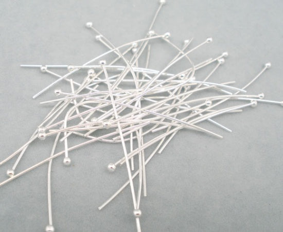 Alfileres de cabeza de bola Cobre de Argentado,3.5cm de longitud 0.5mm (24 gauge). 10 Unidades
