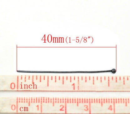 Alfileres de cabeza de bola Cobre Gris Gunmetal,4cm de longitud 0.7mm (21 gauge)