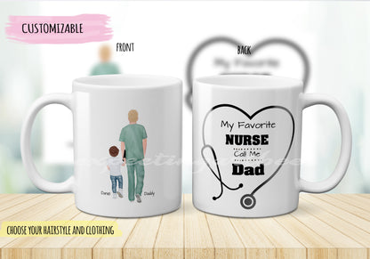 taza Personalizada para Papá enfermero e Hijo/a - Regalo Especial para Cumpleaños
