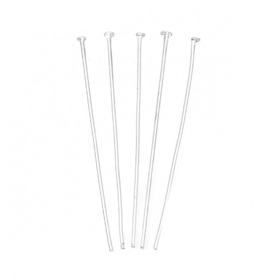 Alfileres de Cabeza plana Aleación de Argentado, 5cm de longitud 0.7mm diámetro 10 ud