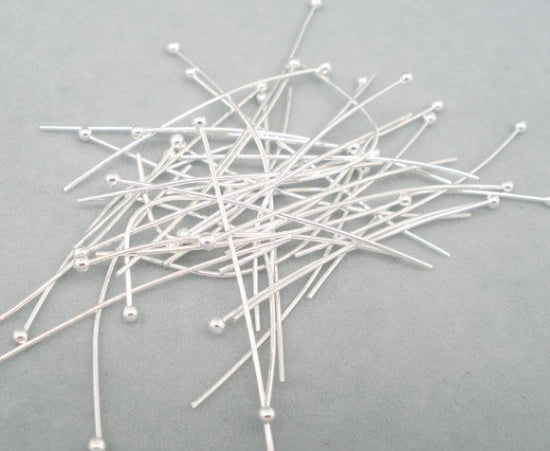 Alfileres de cabeza de bola Cobre de Argentado,3.5cm de longitud 0.5mm (24 gauge). 10 Unidades