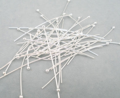 Alfileres de cabeza de bola Cobre de Argentado,3.5cm de longitud 0.5mm (24 gauge). 10 Unidades