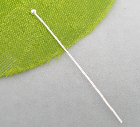 Alfileres de cabeza de bola Cobre de Argentado,3.5cm de longitud 0.5mm (24 gauge). 10 Unidades