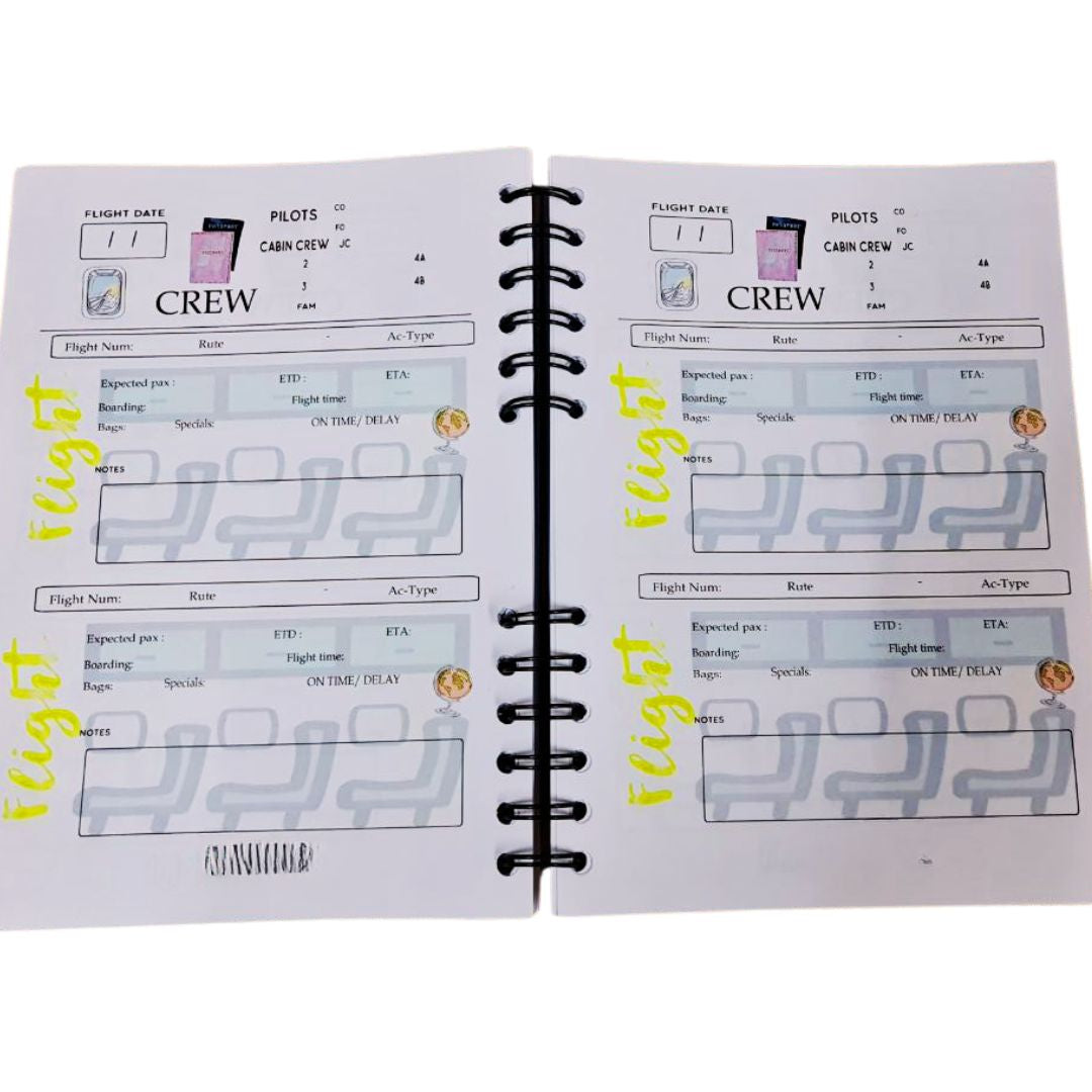 Agenda de Vuelo Personalizada para Cabin Crew y Tripulantes de Cabina (TCP) – Modelo Mapa Dorado