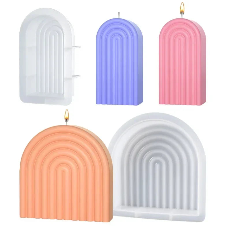 Molde de Silicona Arco Iris para Velas con Diseño Geométrico