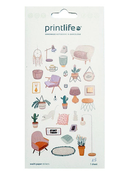 Stickers de Papel Washi para Sala de Estar - Colección Living Room 03