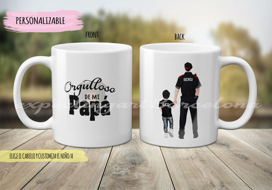 Taza Personalizada para Papá Mosso d'esquadra e Hijos/as - Regalo Especial para Cumpleaños y Día del Padre