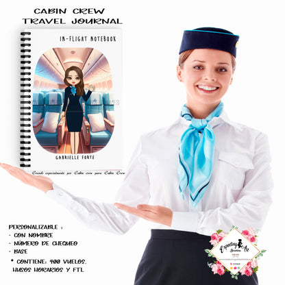 Agenda de vuelo para cabin crew personalizable. Modelo " Pasillo avión".