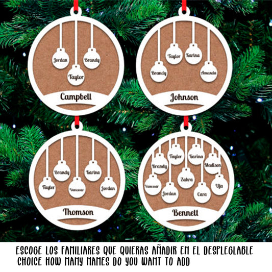 Bola de Navidad Personalizada de Madera para la familia