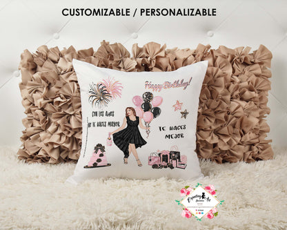 Cojín de Cumpleaños Personalizado con Nombre | Modelo Cumpleaños HAPPY BIRTHDAY | Funda Desenfundable | 35x35cm y 40x40cm | Regalo Único y Especial