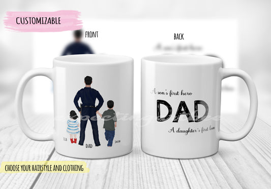 Taza Personalizada para Papá Policía de Estados Unidos Cop- Regalo Especial para Cumpleaños y Día del Padre