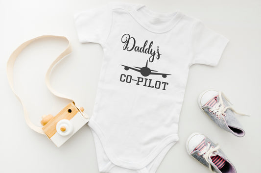 Bodie de Algodón para Bebés Personalizado | Modelo Daddy´s Co-pilot | Manga Corta y Larga | Tallas Varias