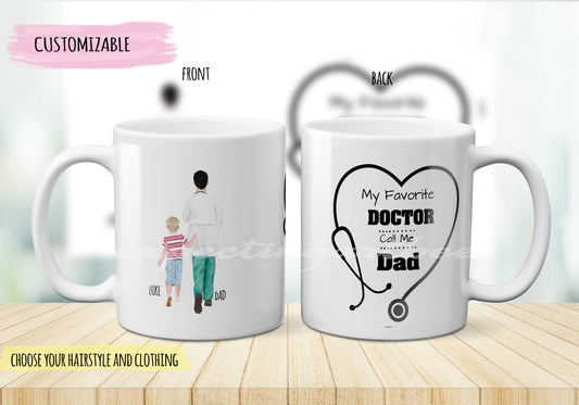 Taza Personalizada para Papá Médico e Hijo/a - Regalo Especial para Cumpleaños