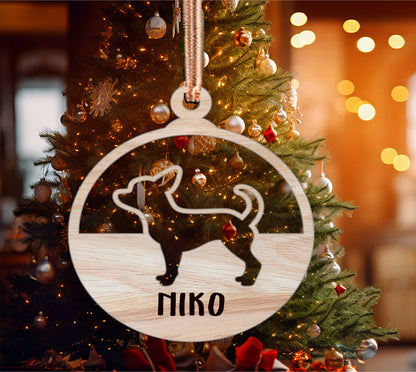 Adornos Personalizados de madera para Navidad para Mascotas -Esfera navideña personalizada y Decoración Única - Nombre de tu Mascota en Corte Láser