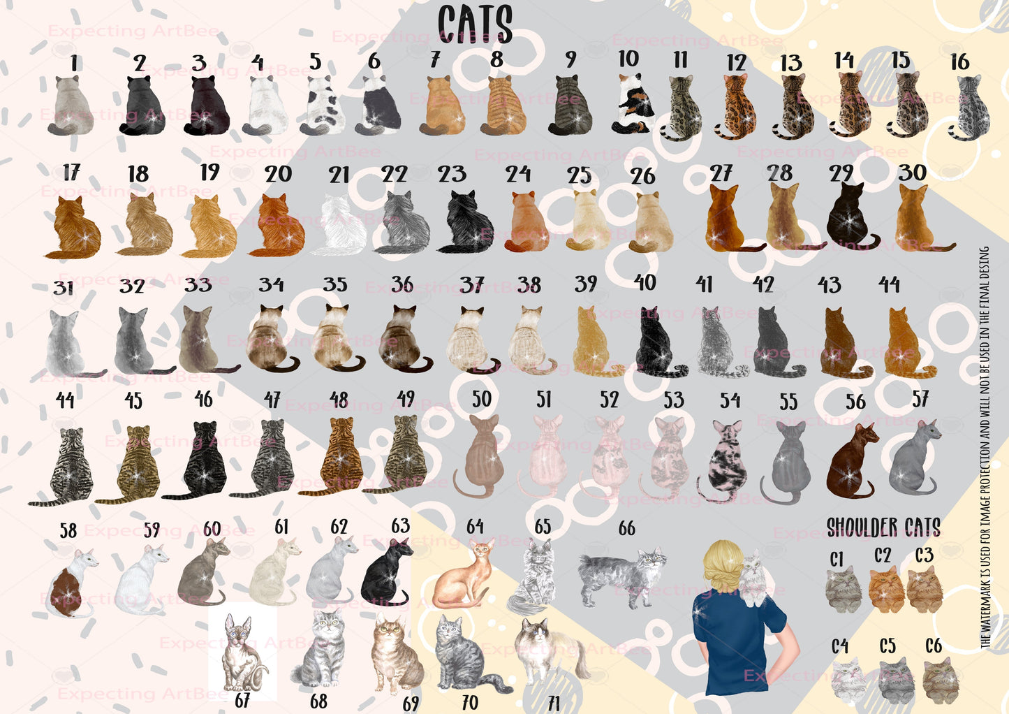Taza Personalizada de Cerámica con Gato y Dueña- Modelo " Single with cats" - Taza Bonita de Amantes de Gatitos en Acuarela - Personalizable con Nombres