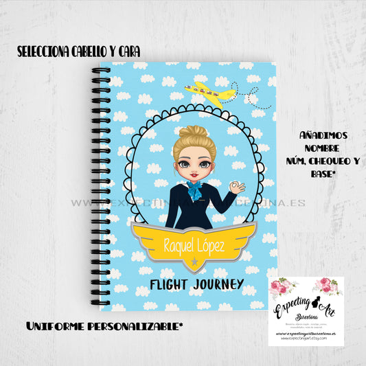 Agenda de Vuelo para Cabin Crew Personalizable – Modelo Nubes Azules