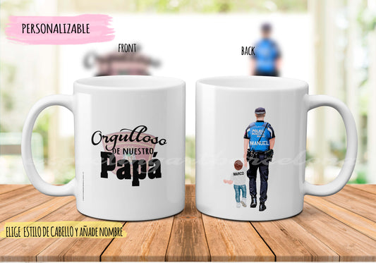 Taza personalizada para papá policía local de Madrid