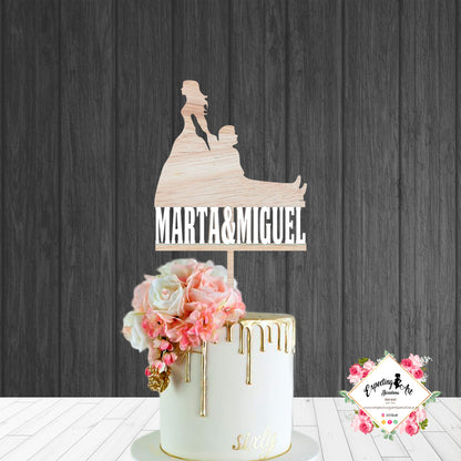 Simpático adorno de tarta personalizado - Perfecto para Bodas y Ocasiones Especiales