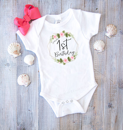 Bodie de algodón bebé personalizado con el nombre | Mod. 1st Birthday | Manga Corta y Manga Larga | Tallas Varias.