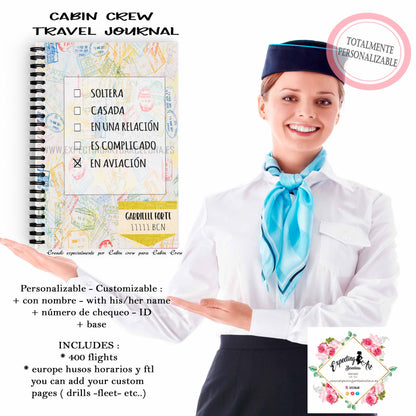 Agenda de vuelo para cabin crew personalizable. Modelo " Estado civil: En aviación"