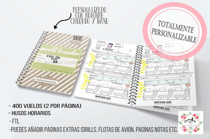 Agenda personalizable para cabin crew. Modelo TAG